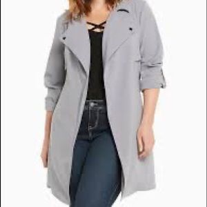 Torrid crepe grey trench coat